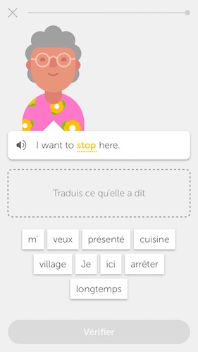 Exercice traduction Duolingo